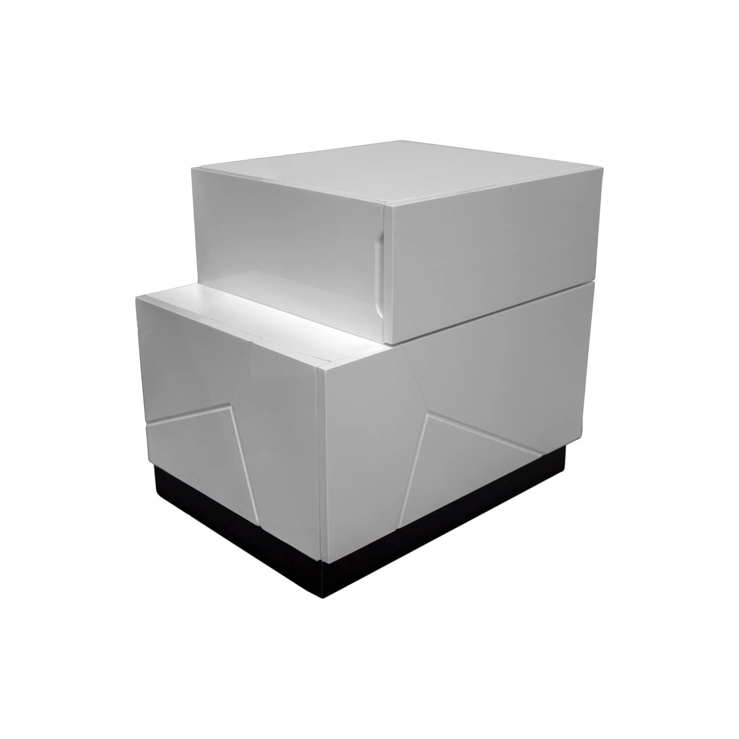 Best Master Poplar Wood Left-Facing Bedroom Nightstand In White/Black